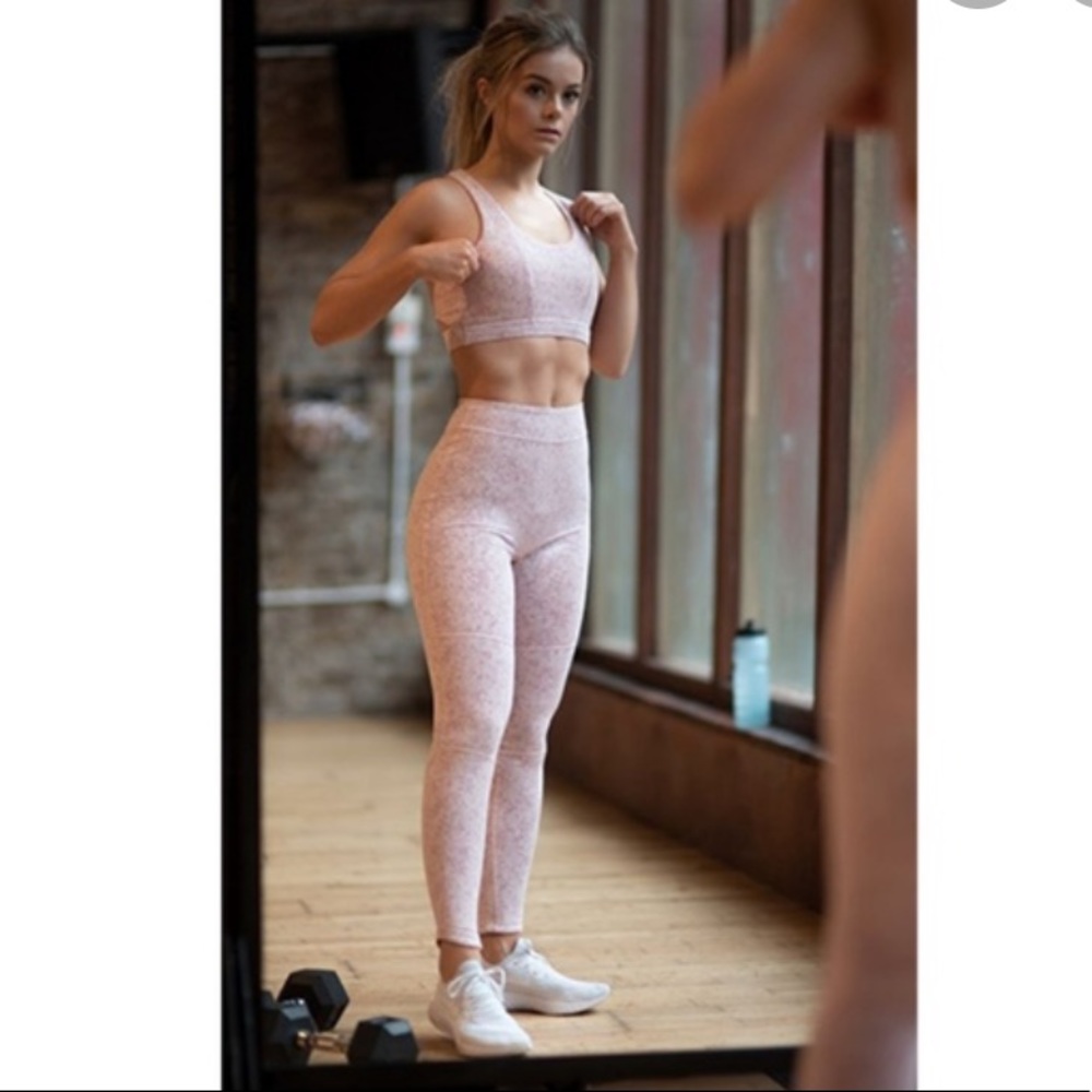 Gymshark Fleur Texture Leggings Dusty Pink Marl